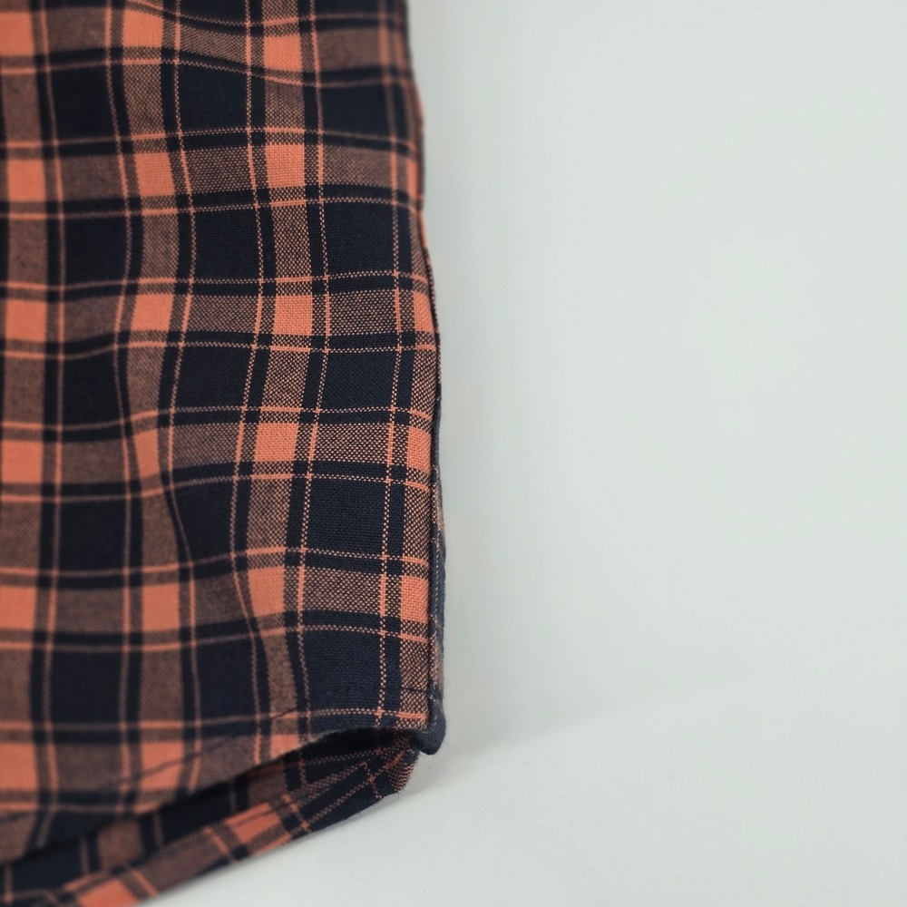 L.L. Bean Button Down Shirt Mens XL Orange Navy Plaid Slightly Fitted - Picture 11 of 16